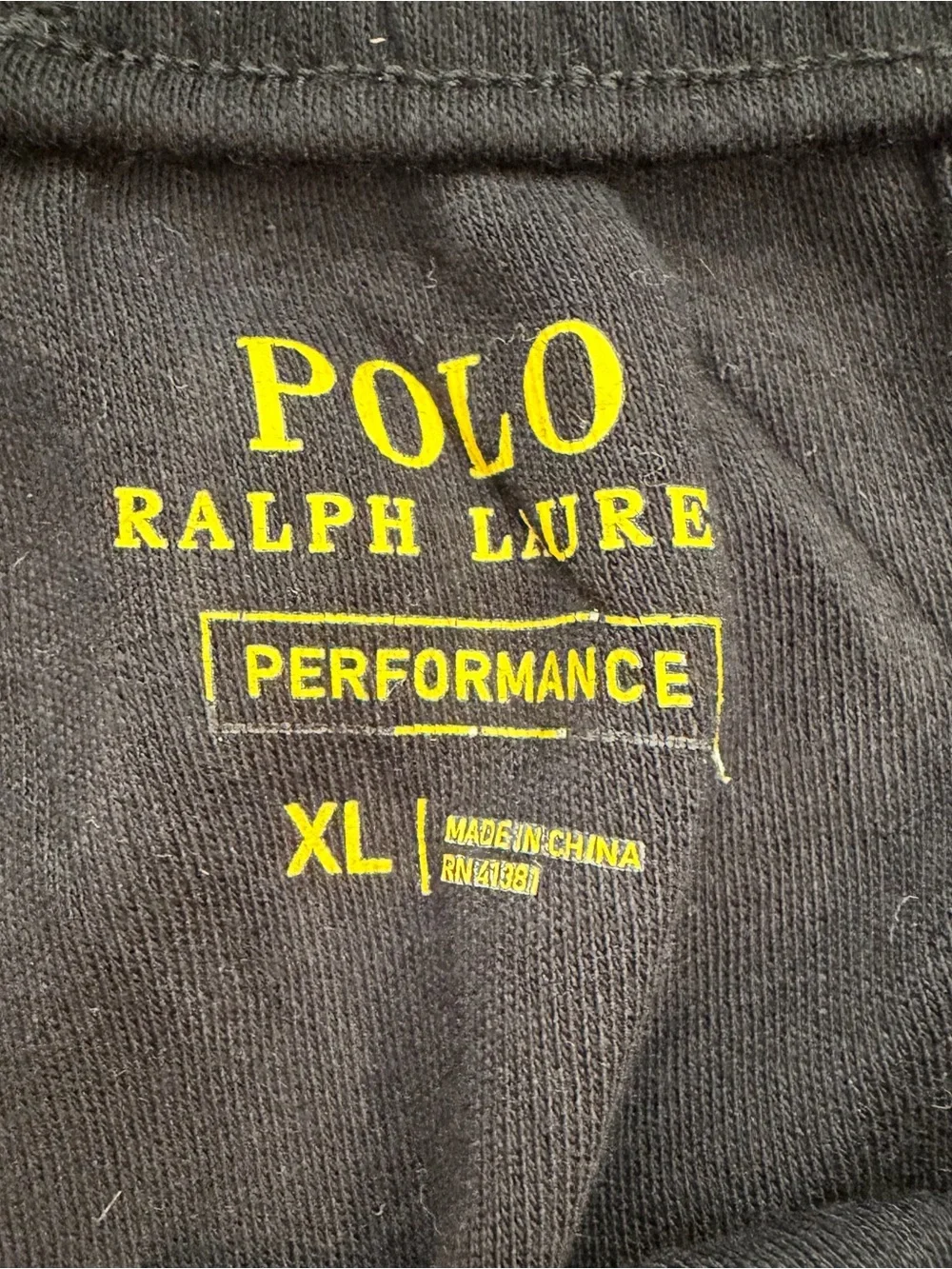 Polo by Ralph Lauren Black Sweatpants with Yellow Side Stripe XL